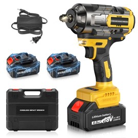 1000Nm(738ft-lbs) Cordless Impact Wrench 1/2 inch, High Torque Brushless Impact Gun w/Two 4.0AH Battery, with Storage Case, Electric Impact Wrench for Car Truck, RV/Mower
