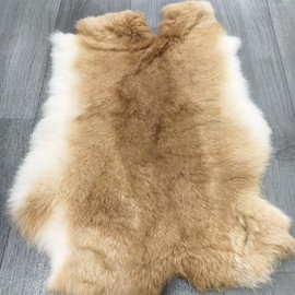 Natural Tanned Rabbit Hide Skin Decorative Craft Grade(10" by 12" Rabbit Fur Pelt with Sewing Quality Leather) Cow Yellow