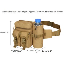 FAMI Tactical Waist Pack Pouch with Water Bottle Pocket Holder Waterproof Molle Fanny Hip Belt Bag-CP