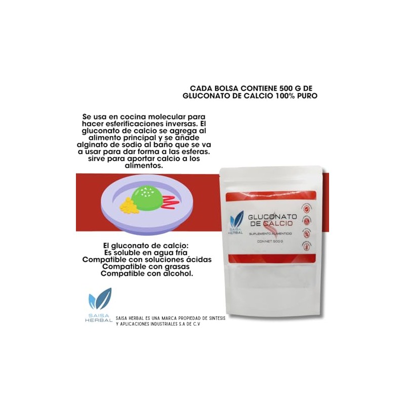 Gluconato de Calcio en Polvo 500 g | Grado Alimenticio