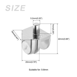 METALLIXITY Glass Shelf Holder (for 5-8mm Thickness) 4Pcs, Zinc Alloy Adjustable Glass Clips Clamp Support - for Furniture Repair, Silver