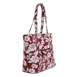 Vera Bradley Cotton Collegiate Vera Tote Bag (Multiple Teams Available), Maroon/White Rain Garden with Florida State University
