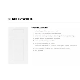 Kitchi Kitchen cabinet Shaker Sample Door - White