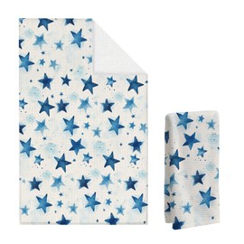 Nihilform Watercolor Star Waffle Weave Towels - 16x24 Inch Celestial Blue Decor for Kitchen & Nursery