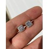 Real Solid 925 Silver Iced CZ Hip Hop Earrings Square