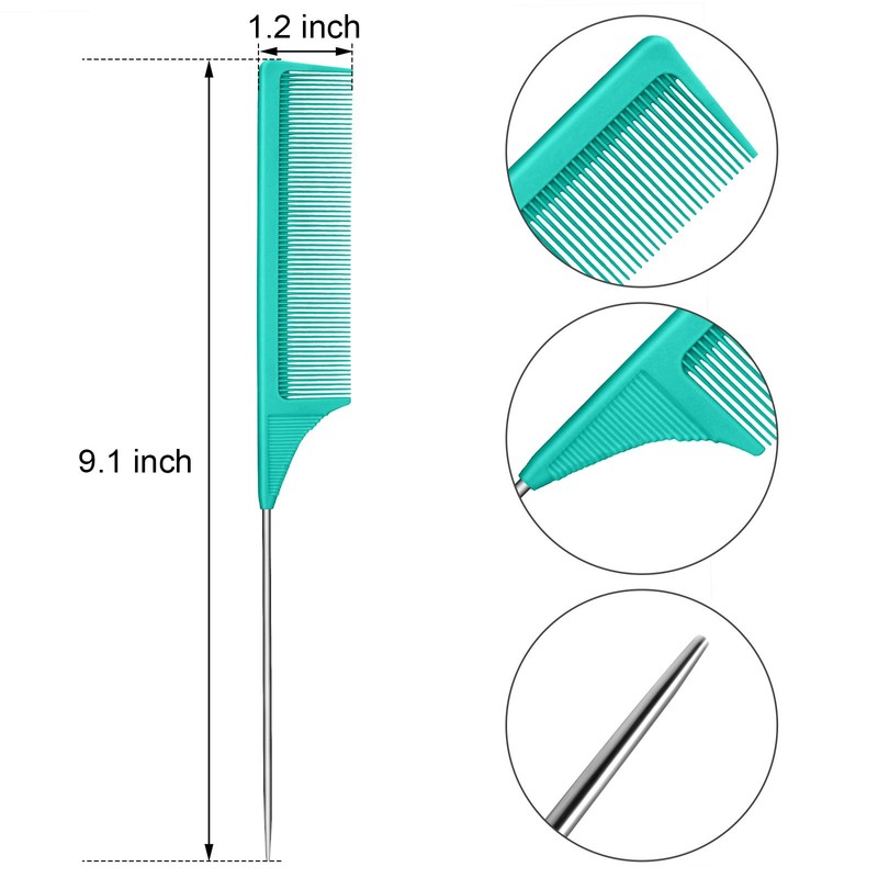 Leinuosen 3 Packs Rat Tail Comb Steel Pin Rat Tail