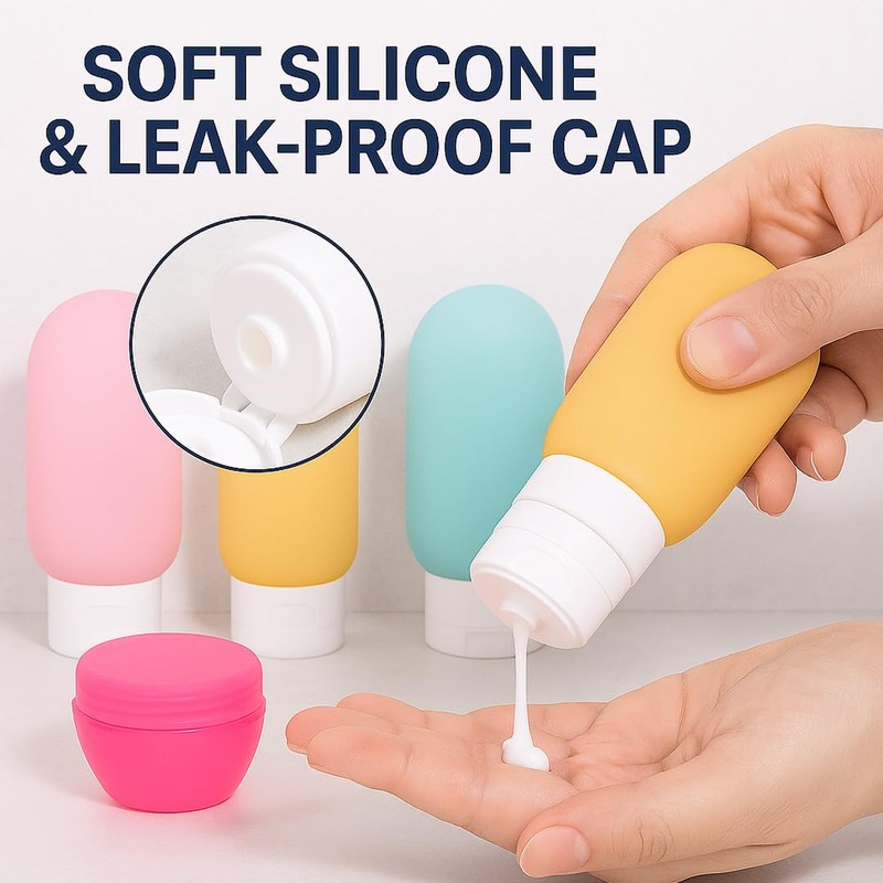 Glideon TSA Approved Travel Bottles - 16-Pack Leak-Proof Refillable Silicone