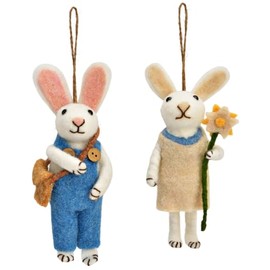 Hänger Ostern Hase Hasenpaar aus Filz (2er Set) H:15 cm - Osterdeko, Geschenkanhänger Ostern, Frühlingsdeko, Osterhase