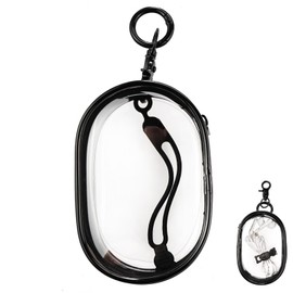 Linsaner Storage Bag for Organizing Data Cables, Earphone, Chargers, Portable Transparent Storage Bag, Portable Multi-Function Storage Box with Data Storage Rope (Black)