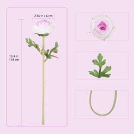 IPOPU Light Purple Fake Ranunculus 13.4” 6 Pcs Mini Peonias Faux Flower Stems Vase Filler for Home Living Room Bathroom Kitchen Table Decoration