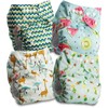 Littles and Bloomz Reusable Nappy, Standard Popper, 4 Nappies, FLP2-0401
