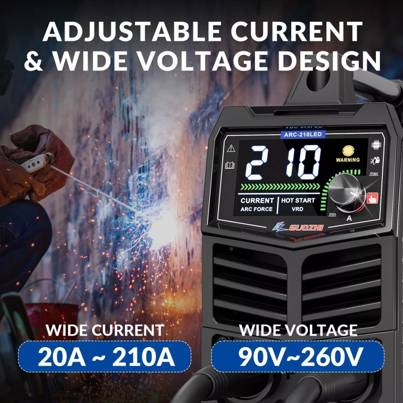 GZ GUOZHI 210A Stick Welder, Dual Voltage 110V/220V, LED Display,