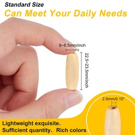 OLYCRAFT 100Pcs Large Wooden Loose Spacer Beads Macrame Beads Natural Wooden Tube Beads with 2mm Large Hole for Bracelet Pendants Crafts DIY Jewelry Making(4 Colors)