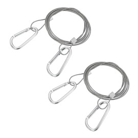 MECCANIXITY 6 Inch Safety Cable Lock, 1/16'' Stainless Steel Cable with Loops Security Wire Lock for Hanging Lighting Luggage Plant Pictures Pack of 2