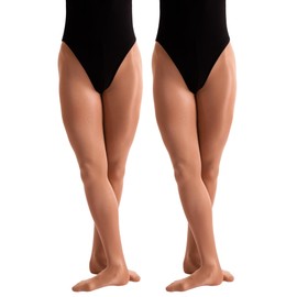 2 Pairs Dance Shimmer Footed Tights (Large) (Toast)