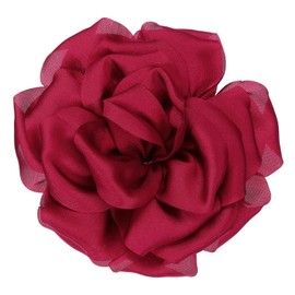 PATIKIL Silk Satin Flower Brooch Pin 4", Large Peony Floral Lapel Pin for Women Wedding Party Birthday Dance Banquet Dress Clothes Hat Bag Decoration, Burgundy