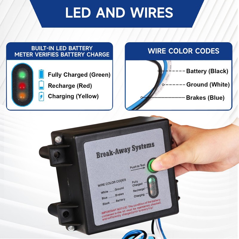 AceSupever Trailer Breakaway Kit - Waterproof Electric Trailer Break Away
