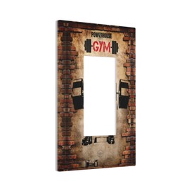 Vintage Gym Retro Brick Dumbbell Muscular Man Single Rocker Outlet Wall Plates 1 Gang Light Switch Cover Decorative Electrical GFCI Switchplate Dimmer for Bedroom Boyroom Bathroom Decor