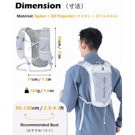 TRIWONDER Running Backpack Bag, Hydration, Vest, Trelan, Zack, Climbing, Bicycle Racing, Trails, Cycling, Marathon, Breathable, Lightweight, Adjustable (Gray - 2L Water Supply Bag Included, One Size)