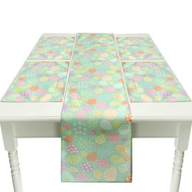 ELECLAND Easter Decor Sets Burlap Easter Table Runner Easter Place Mats Easter Spring Ornaments Easter Eggs Linen Table Cloth Easter Party Supplies, 45 x 30cm