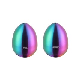 Rainbow Stainless Steel Egg Shaped Salt Pepper Shaker Set Salt & Pepper Dispenser 2 Pieces salt shakers for Kitchen (Rainbow)