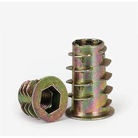 Threaded Insert Nuts, 25 Pcs Threaded Insert Wood Insert Nuts, M8x20mm Threaded Insert Nuts Interface Hex Socket Drive for Wood Insert