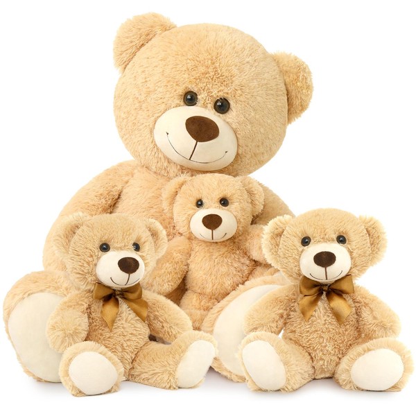 MorisMos Giant Teddy Bears with Babies, Big Mommy Bear with 3 Baby for Baby Shower, Large Teddy Bears Stuffed Plush for Christmas, 39 Inch
