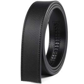 Founders & C Mens Leather Ratchet Belt Strap Only 1 3/8" Without Buckle,Replacement Strap Suitable for 40MM Slide Buckle (Carbon Fiber Black, 28"-42" Waist Adjustable)