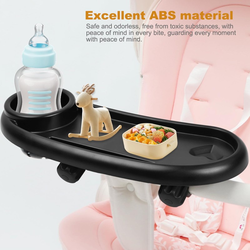 volumoon Universal Pram Tray with Drink Holder, Adjustable Snack Tray