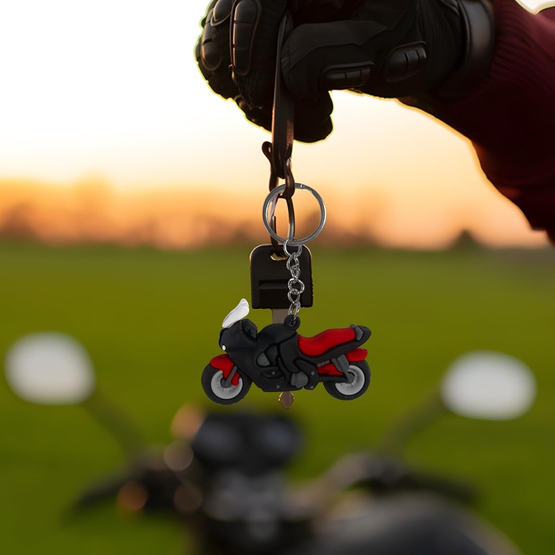 Pack of 2 PVC Mini Motorcycle Key Chains - Imitation