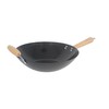 Imusa 14in Carbon Steel Nonstick Wok with Wood Handles, Black