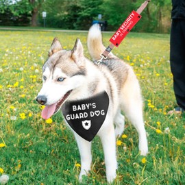 Advivio 2 Pieces Black Baby's Guard Dog Dog Scarf Bandana with Red Baby Security in Training Dog Leash Wrap, Pet Birthday Gift and Dog Lovers Owner