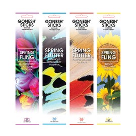 Gonesh Scents of Spring - Incense Sticks Variety Pack - Non-Toxic 10” Slow Burn Aromatic Sticks - Luminous Tranquility, Pamplemousse, Fluorescent Blossoms, Bright Sunflowers - 30 Sticks Each