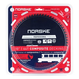 Norske Tools NCSBP228 10 inch x 64T Composite Decking (Trex) and Bamboo Decking Saw Blade with 5/8 inch Bore Japanese Steel