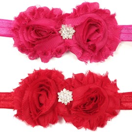 Kella Milla Set of 8 Frayed Shabby Chic Double Rose Baby Headbands