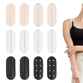 Mikovivi 6 Pairs Bra Strap Cushion, Silicone Bra Shoulder Pads Anti-Slip Bras Straps Holder Accessories for Women (Black, White, Light Skin Color)
