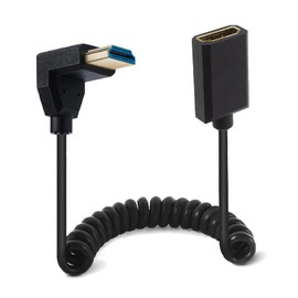 Kework 4ft HDMI 8K@60Hz Extension Coiled Cable, 90 Degree Down Angle HDMI 2.1 Version Male to Female Extender Adapter Shield Spiral Spring Cord, Dynamic HDR, 48Gbps High Speed