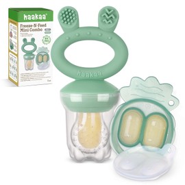 Haakaa Chupete alimentador de frutas para bebés | Moldes de paletas de leche materna para dentición | Alimentador de silicona y mordedor para alivio de la dentición del bebé y alimentación segura del bebé, sin BPA (verde guisante)