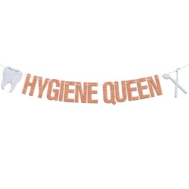 Hygiene Queen Banner, Future Dentist/Holy Molar You Did It, Medical School/College Graduation Party Decorations Supplies for Girls, Rose Gold Glitter