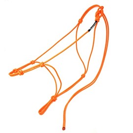 Knotty Girlz 4 Knot Horse Rope Training Halter - 3/16" (5mm) Very Thin! Stiff Polyester Halter Rope (Neon Orange, Yearling)