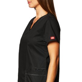 Dickies Women's V-Neck Top, Black, X-Small