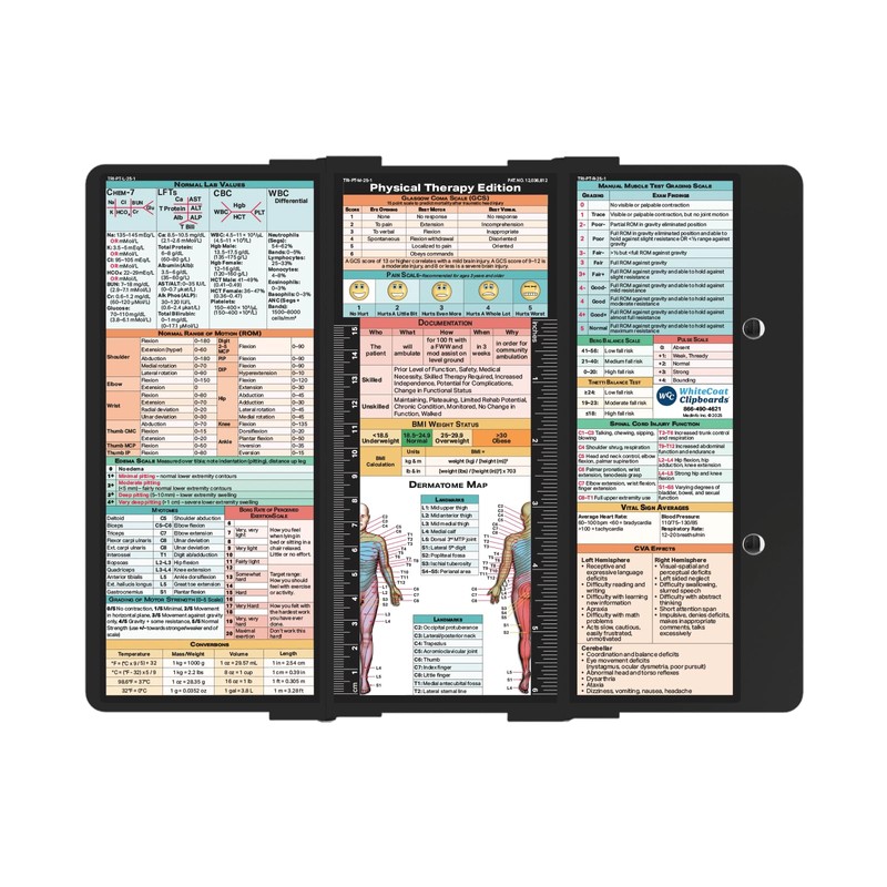 Whitecoat Clipboard® Trifold - Physical Therapy Edition (Black, Trifold)
