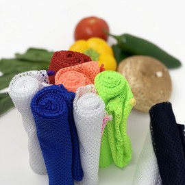 Nueve Bolsas Ecológicas de Malla para Frutas y Verduras, Supermercado, Productos Delicados, Bolsas Reutilizables, Respirables, Lavables que Impiden la Generación de Bacterias, Elásticas, De Alta Resistencia y Amigables con el Medio Ambiente, Grandes para 
