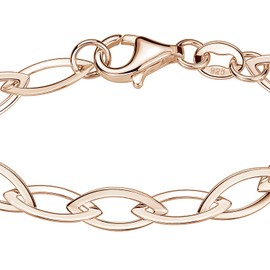 Materia Women's Bracelet 5 mm Wide - 925 Silver Bracelet Pointed Anchor Chain 19 cm in Silver, Gold and Rose Gold, Sterling Silver