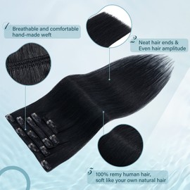 Elailite Clip-In Real Hair Extensions, 5 Pieces, Remy Hair Extensions with 12 Clips, 45 cm - 60 g, Straight Hairpieces, Natural Hair Extensions for Women, #4, Medium Brown