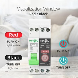 Tonogu Circuit Breaker Smart Switch WiFi 25A 2P with Short Circuit Protection, Smart Meter Energy Consumption kWh Rail Din, Smart WiFi Timer Switch