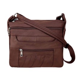 Brown Leather Concealed Carry Handbag Roma 7082