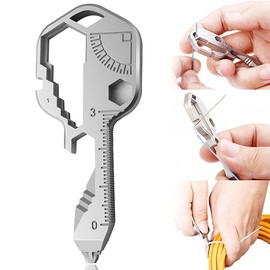 Key Tool | 24 in 1 Multifunctional Outdoor Key | Outdoor Camping | Outdoor Basics | Suitable for Outdoor Emergency Survival Tools (Stainless Steel, Silver)