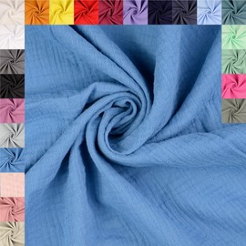 fingsi 3028 Muslin Cotton Fabric Sold by the Metre Coupon (Jeans, 0.5 m) + 23 Other Colours