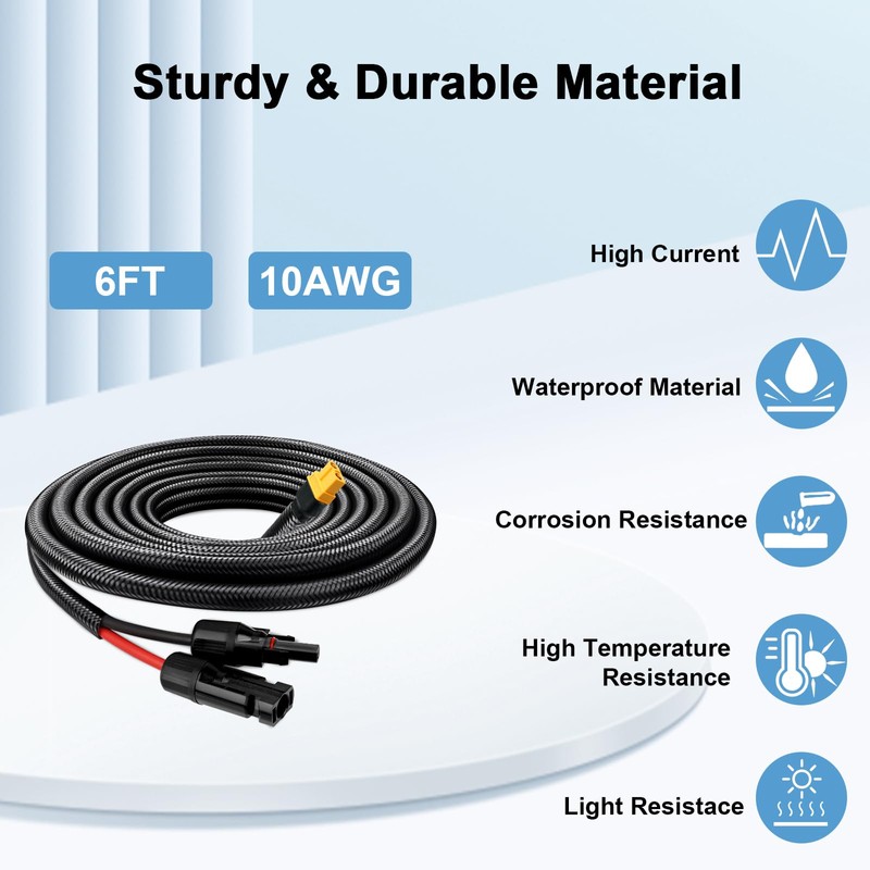 MOOKEERF Solar to XT60 Cable 10AWG 6FT Solar Connector to